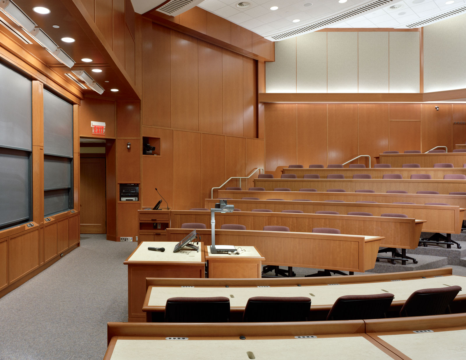A lecture hall at Aldrich Hall. MRW built the permanent tables for the hall.