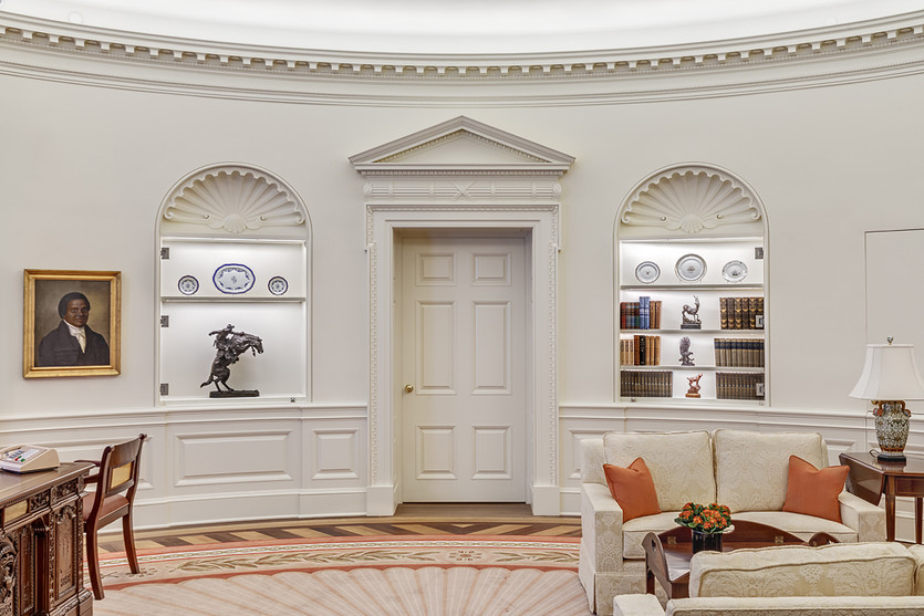 Detail work in the Oval Office replica