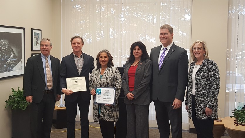 L-R: OTA Dir. Richard Bizzozero, Mark Richey, Teresa Richey, Newburyport Mayor Donna Holaday, State Rep. Richard Kelcourse, Chamber of Commerce Director, Anne Ormond