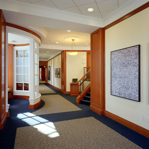 A beautiful curved wall enhances this space. The quality and craftsmanship we put in our trim and wall panels will stand the test of time at Harvard.