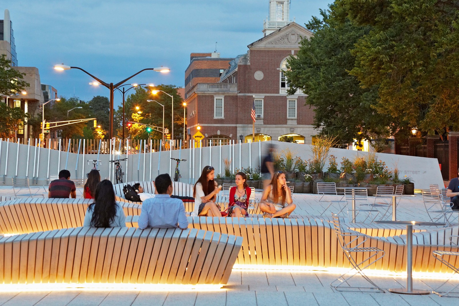 Evening sets on the Harvard benches. One of the best shots of the benches. Each unique piece of the bench is logged in our computer system so in case any part of the bench were to get damaged we would be able to repair just that piece to a tee.